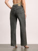 Women's Grey High Rise Straight Fit Washed Jeans Non-Stretchable