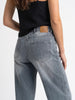 Women's Light Grey Mid Rise Wide-Leg Washed Jeans Non-Stretchable