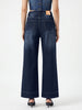 Women's Blue Mid Rise Wide-Leg Washed Jeans Non-Stretchable