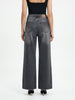 Women's Grey Mid Rise Wide-Leg Washed Jeans Non-Stretchable