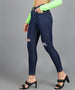 Women's Dark Blue Skinny Fit Mild Distressed Washed Jeans