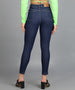 Women's Dark Blue Skinny Fit Mild Distressed Washed Jeans