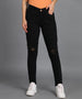 Urbano Fashion Women's Dark Grey Skinny Fit Mild Distressed Washed Jeans