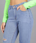 Women's Blue Skinny Fit Mild Distressed Washed Jeans