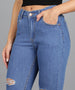 Women's Light Blue Skinny Fit Mild Distressed Washed Jeans