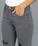 Women's Light Grey Skinny Fit Mild Distressed Washed Jeans
