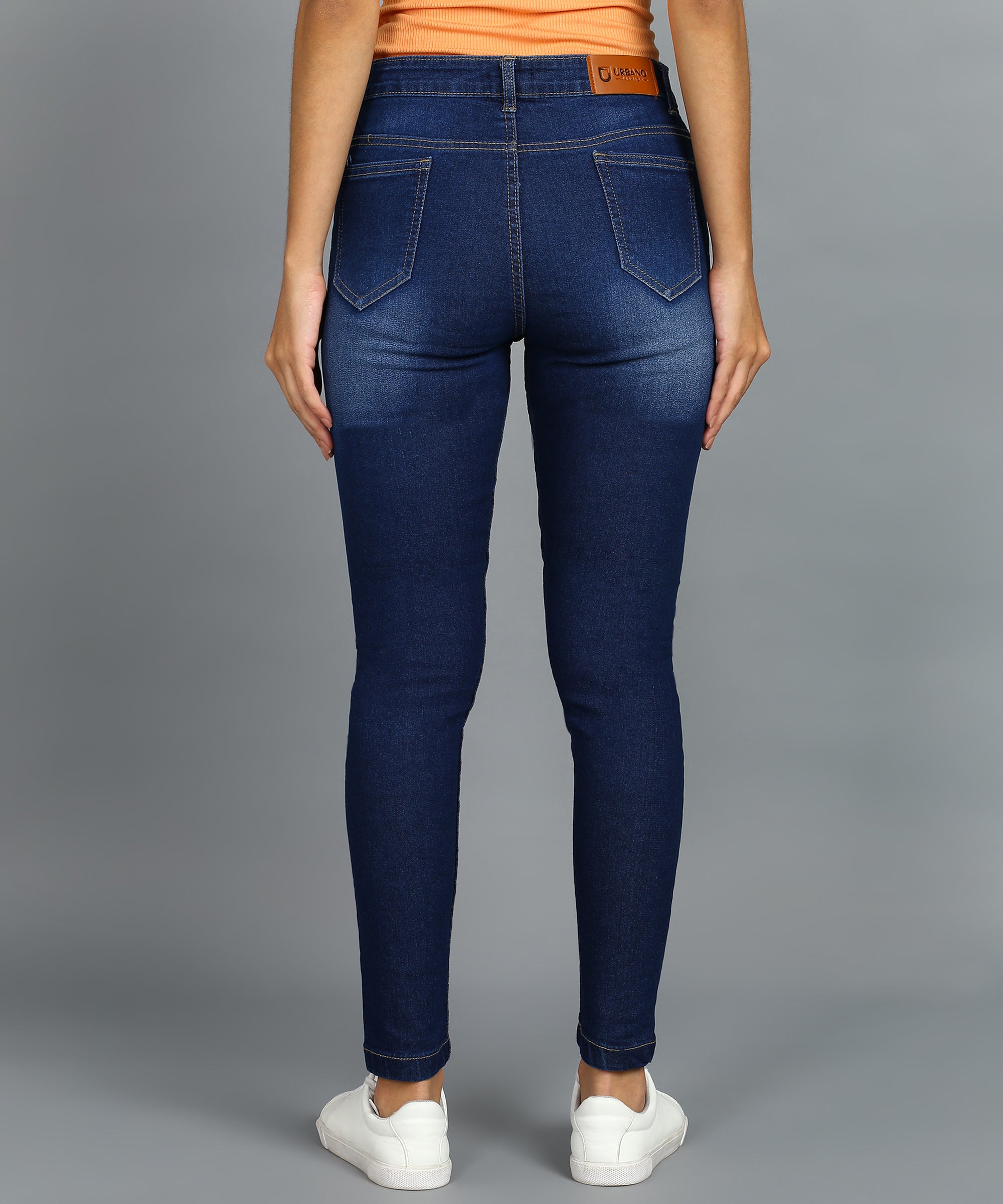 Women's Dark Blue Skinny Fit Washed Jeans