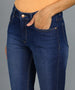 Women's Dark Blue Skinny Fit Washed Jeans