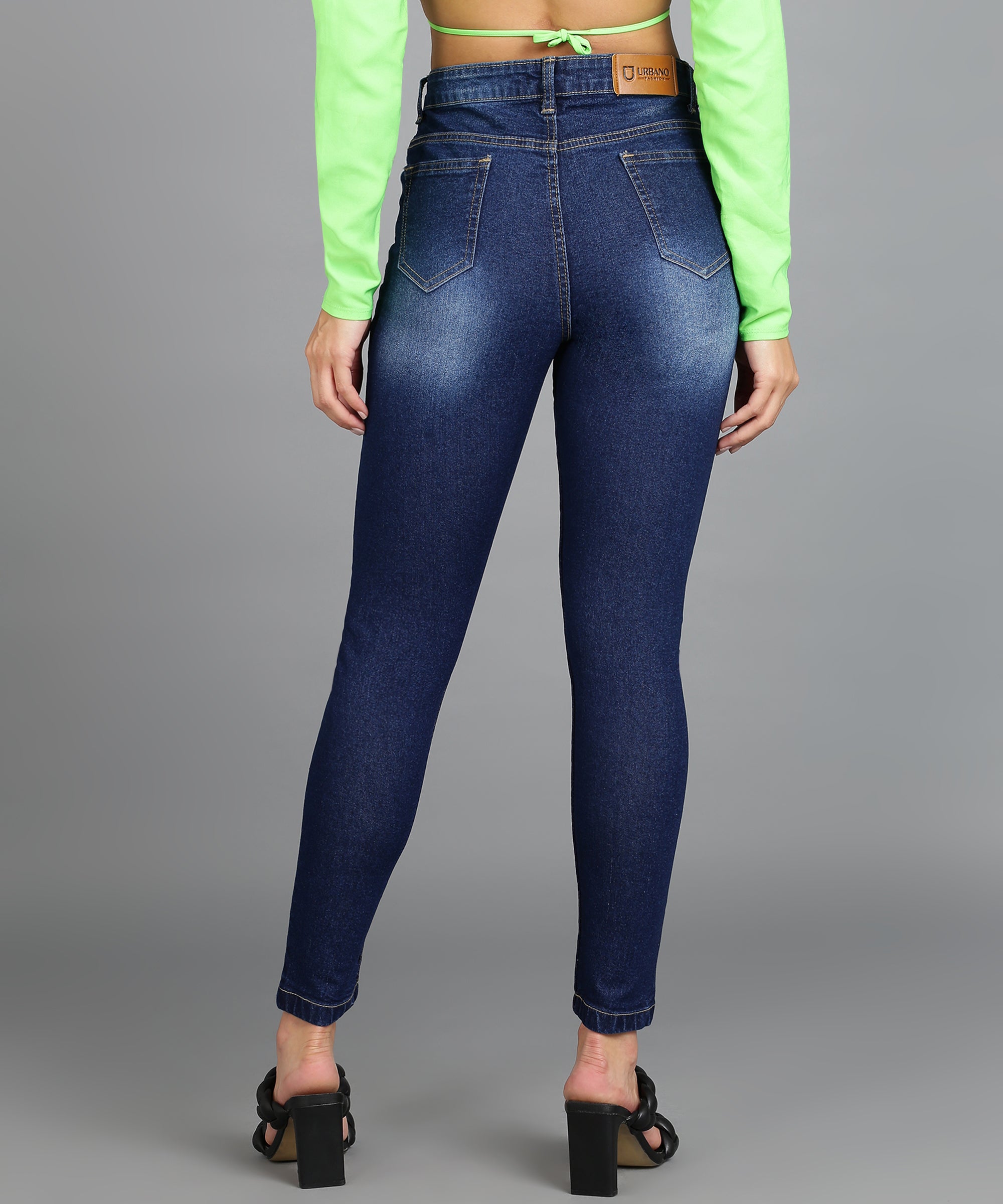 Women's Blue Skinny Fit Washed Jeans