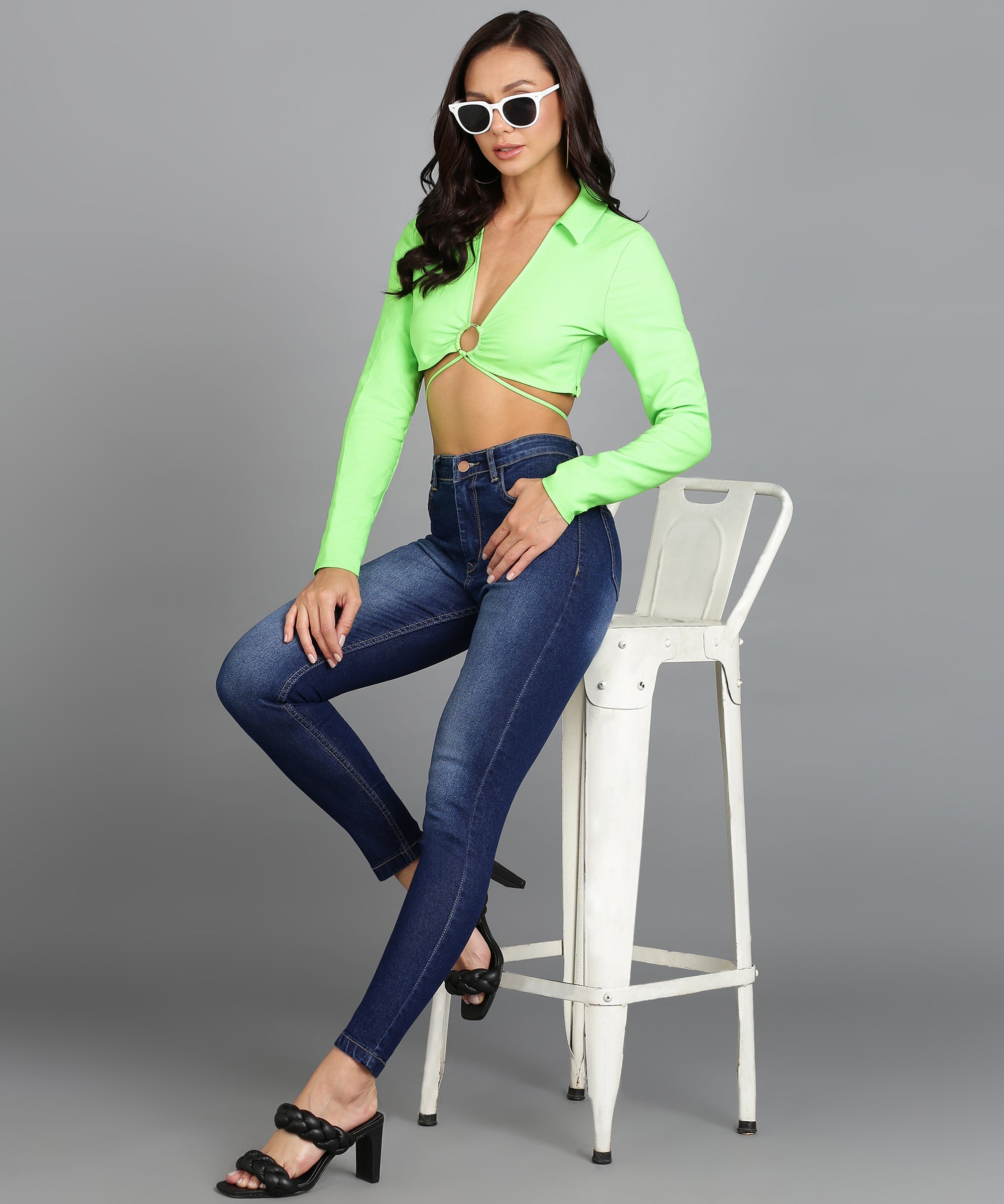 Women's Blue Skinny Fit Washed Jeans