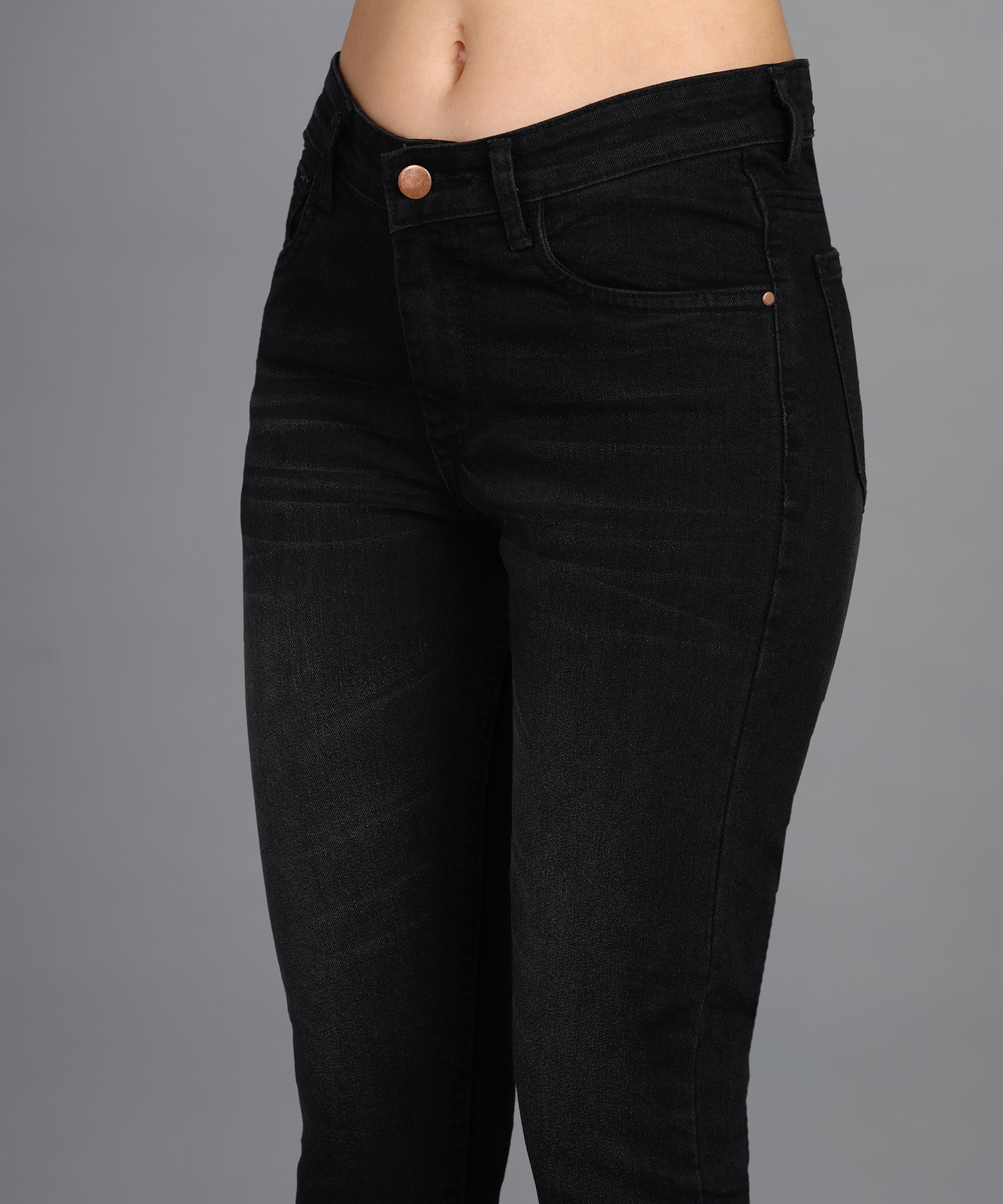 Urbano Fashion Women's Black Skinny Fit Washed Jeans