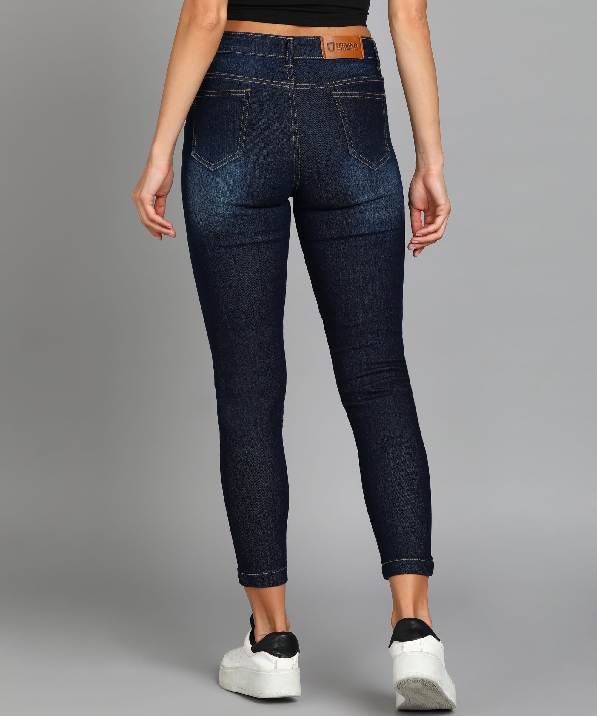 Women's Dark Blue Skinny Fit Washed Jeans