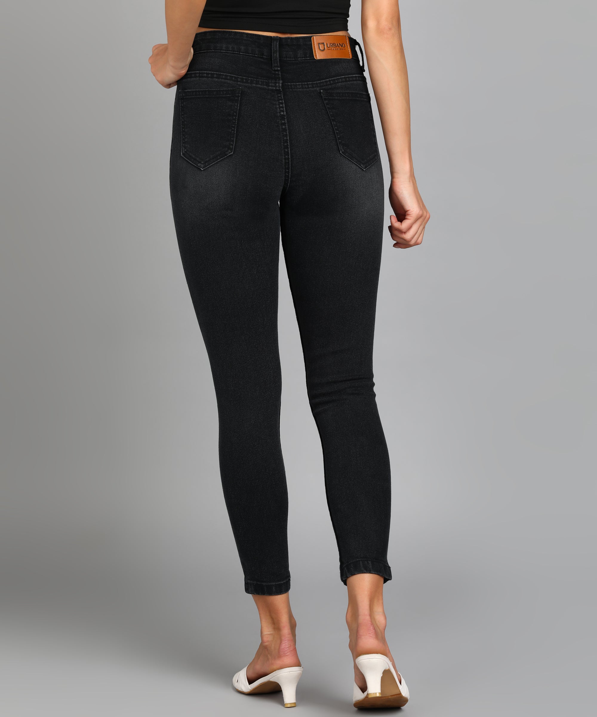 Women's Dark Grey Skinny Fit Washed Jeans