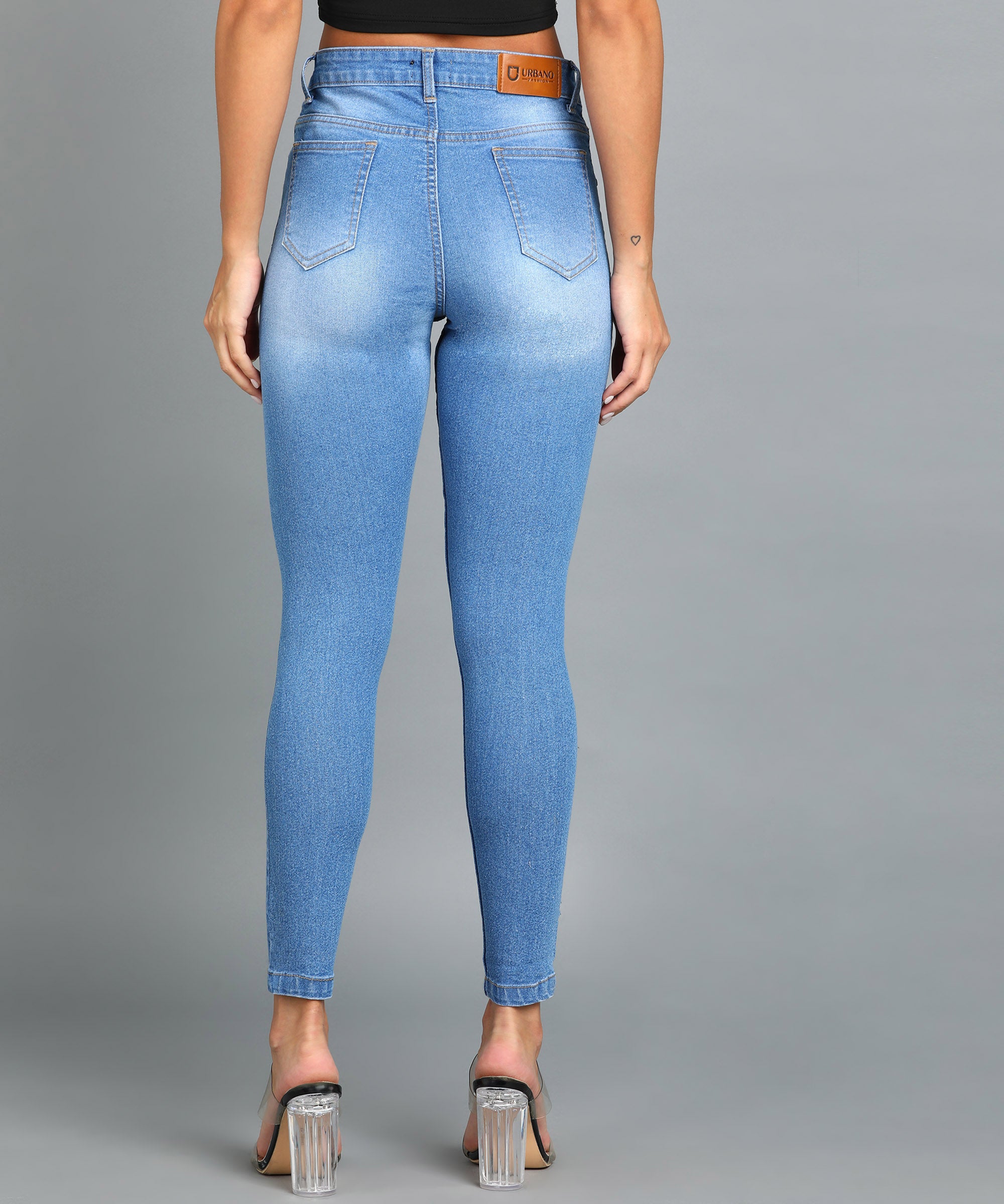 Women's Light Blue Skinny Fit Washed Jeans