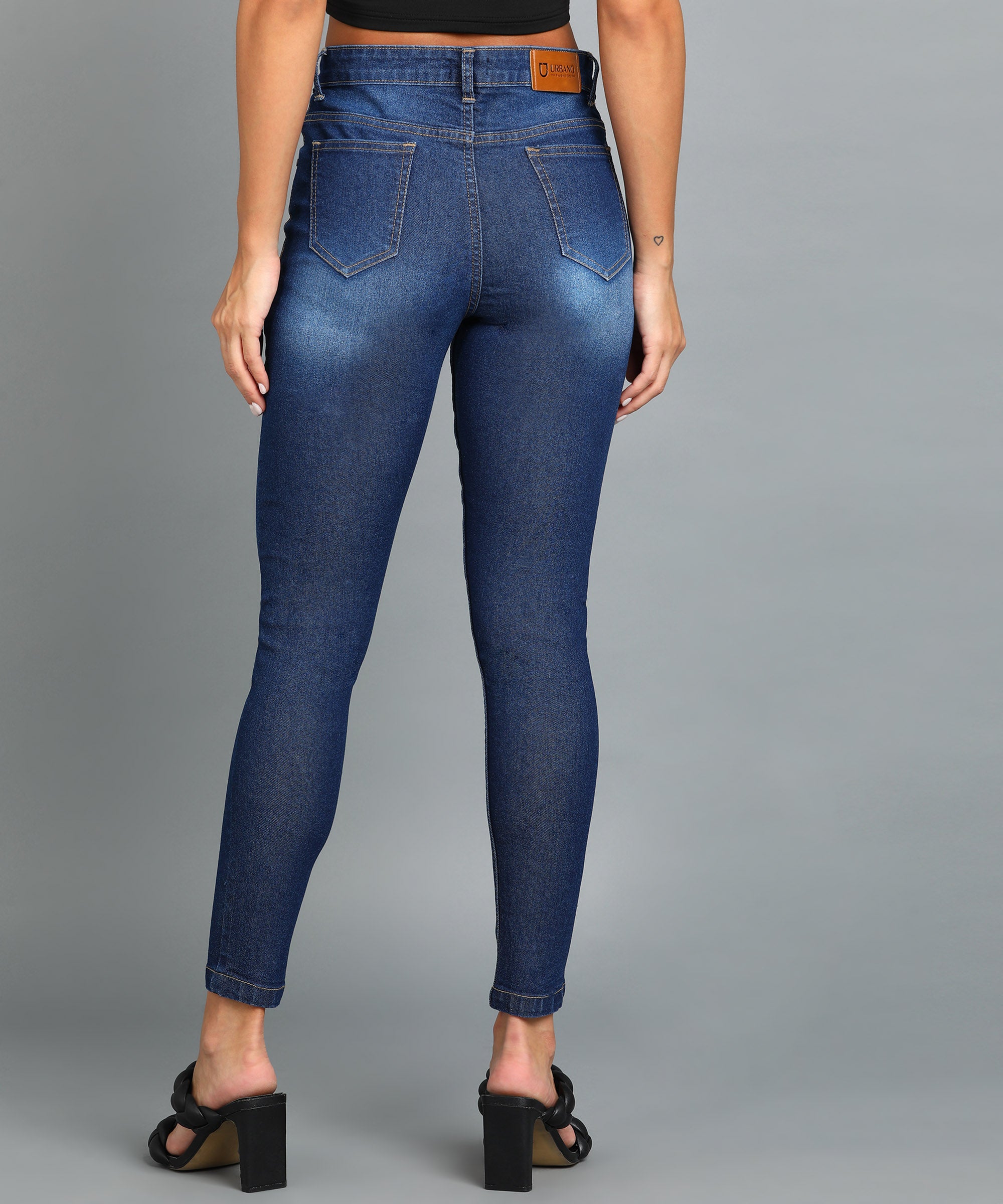 Women's Blue Skinny Fit Washed Jeans