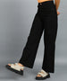 Urbano Fashion Women's Black Regular Fit Wide Leg Washed Jeans