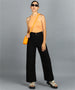 Urbano Fashion Women's Black Regular Fit Wide Leg Washed Jeans