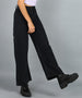 Urbano Fashion Women's Dark Grey Regular Fit Wide Leg Washed Jeans