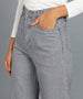 Women's Light Grey Regular Fit Wide Leg Washed Jeans