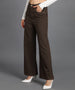 Urbano Fashion Women's Brown Regular Fit Wide Leg Washed Jeans