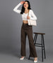 Urbano Fashion Women's Brown Regular Fit Wide Leg Washed Jeans