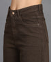Urbano Fashion Women's Brown Regular Fit Wide Leg Washed Jeans