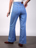 Women's Ice Blue Wide Leg Fit Washed Jeans