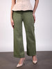 Women's Olive Green Wide Leg Fit Washed Jeans