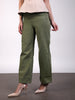 Women's Olive Green Wide Leg Fit Washed Jeans