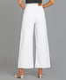 Women's White Regular Fit Wide Leg Washed Jeans