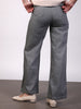 Women's Grey Wide Leg Fit Mild Distressed/Knee Slit Washed Jeans