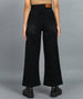 Urbano Fashion Women's Black Regular Fit Wide Leg Washed Jeans