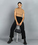 Urbano Fashion Women's Black Regular Fit Wide Leg Washed Jeans