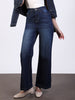 Women's Dark Blue Wide Leg Fit Washed Jeans