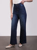 Women's Dark Blue Wide Leg Fit Washed Jeans