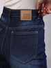 Women's Dark Blue Wide Leg Fit Washed Jeans