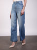 Women's Light Blue Wide Leg Fit Washed Jeans