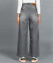 Urbano Fashion Women's Grey Regular Fit Wide Leg Washed Jeans