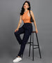 Urbano Fashion Women's Dark Blue Regular Fit Washed Jogger Jeans