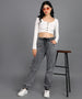 Urbano Fashion Women's Light Grey Regular Fit Washed Jogger Jeans