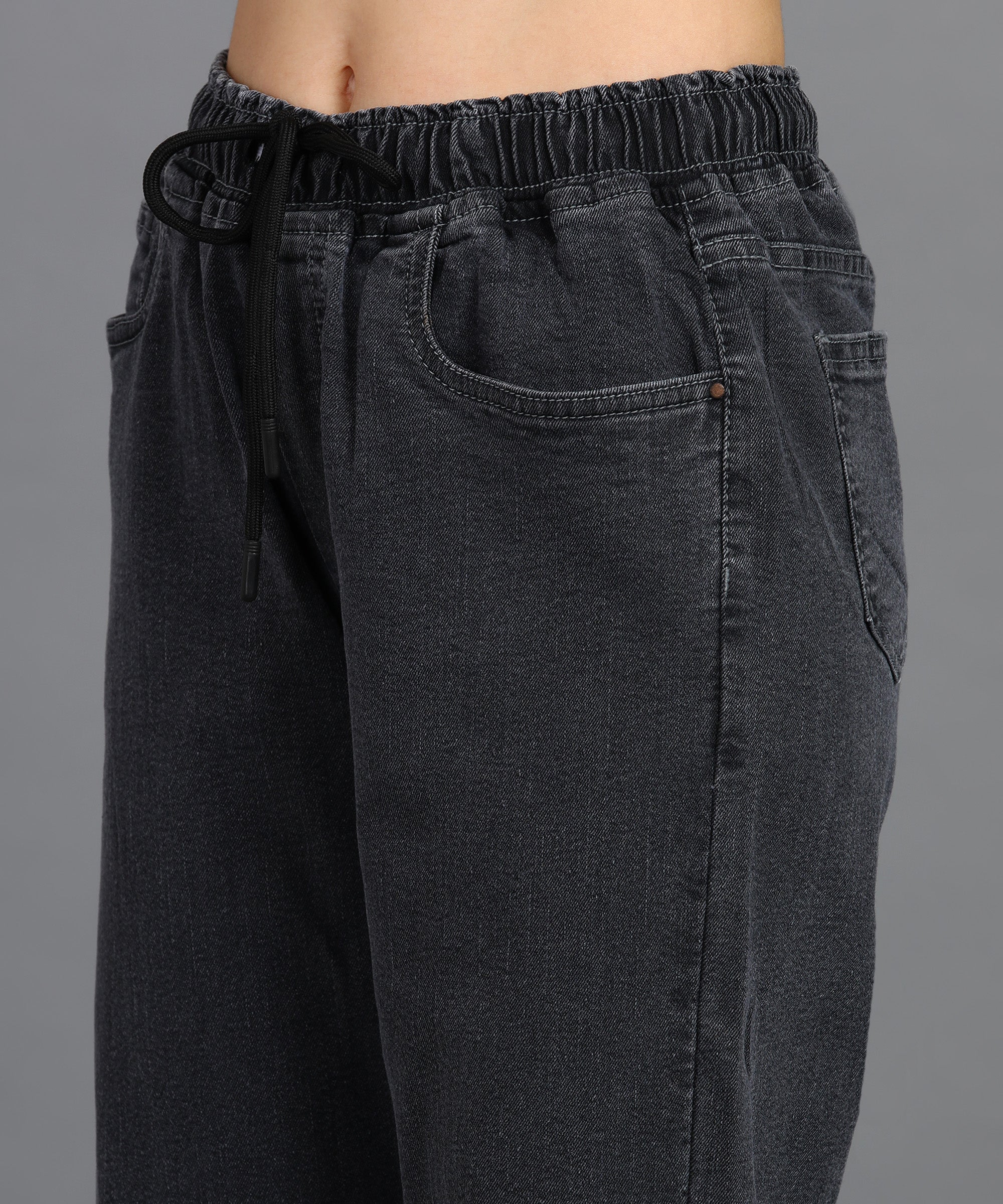Urbano Fashion Women's Grey Regular Fit Washed Jogger Jeans