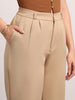 Women's Beige Loose Baggy Fit Solid Korean Pants Stretchable