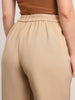 Women's Beige Loose Baggy Fit Solid Korean Pants Stretchable