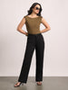 Women's Black Loose Baggy Fit Solid Korean Pants Stretchable