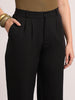 Women's Black Loose Baggy Fit Solid Korean Pants Stretchable