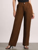 Women's Mocha Brown Loose Baggy Fit Solid Korean Pants Stretchable