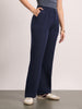 Women's Navy Loose Baggy Fit Solid Korean Pants Stretchable