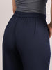 Women's Navy Loose Baggy Fit Solid Korean Pants Stretchable