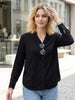 Women's Black Modal Viscose Full Sleeve Regular Fit Casual Solid Shirt with Mandarin Collar