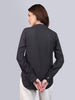 Women's Dark Grey Modal Viscose Full Sleeve Regular Fit Casual Solid Shirt with Mandarin Collar